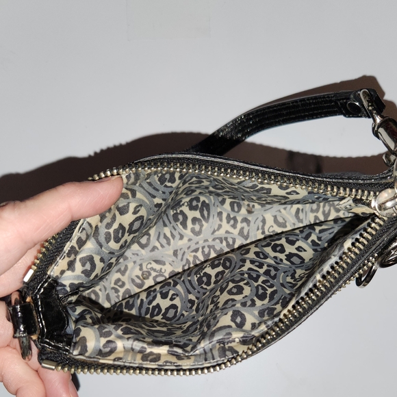 Coach Poppy Black Leather Mini Bag/Wristlet with Silver Accents - Picture 4 of 5